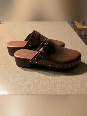 Avellini Italian Leather Buckled Clog Mules